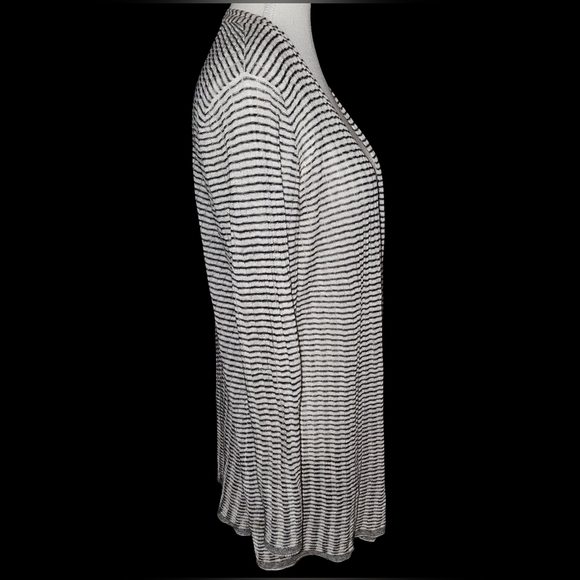 Eileen Fisher Gray Organic Linen Knit Cardigan Lightweight Open Front Sz M - Picture 4 of 15